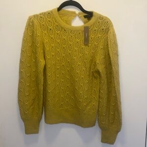 J. Crew Balloon-sleeve cable-knit sweater sweater in chartreuse, size M NWT